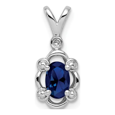 Sterling Silver Lab-Created Sapphire & Diamond Pendant