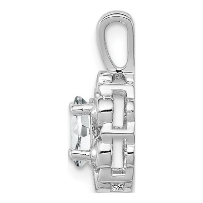 Sterling Silver White Topaz & Diamond Pendant – view 3