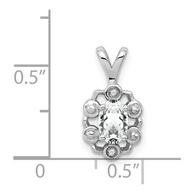 Sterling Silver White Topaz & Diamond Pendant – view 4