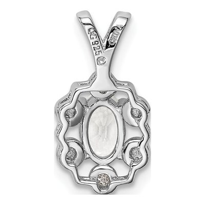 Sterling Silver White Topaz & Diamond Pendant – view 5