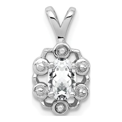 Sterling Silver White Topaz & Diamond Pendant