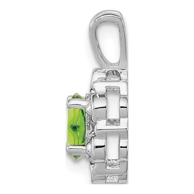 Sterling Silver Peridot & Diamond August Birthstone Pendant – view 2