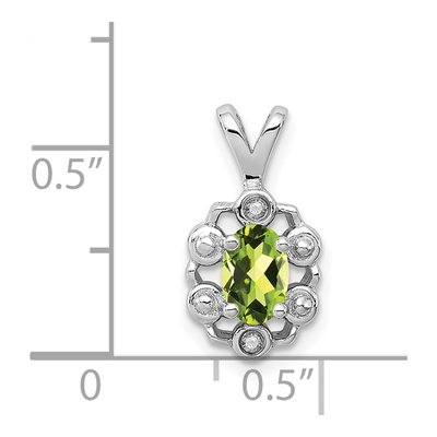 Sterling Silver Peridot & Diamond August Birthstone Pendant – view 3