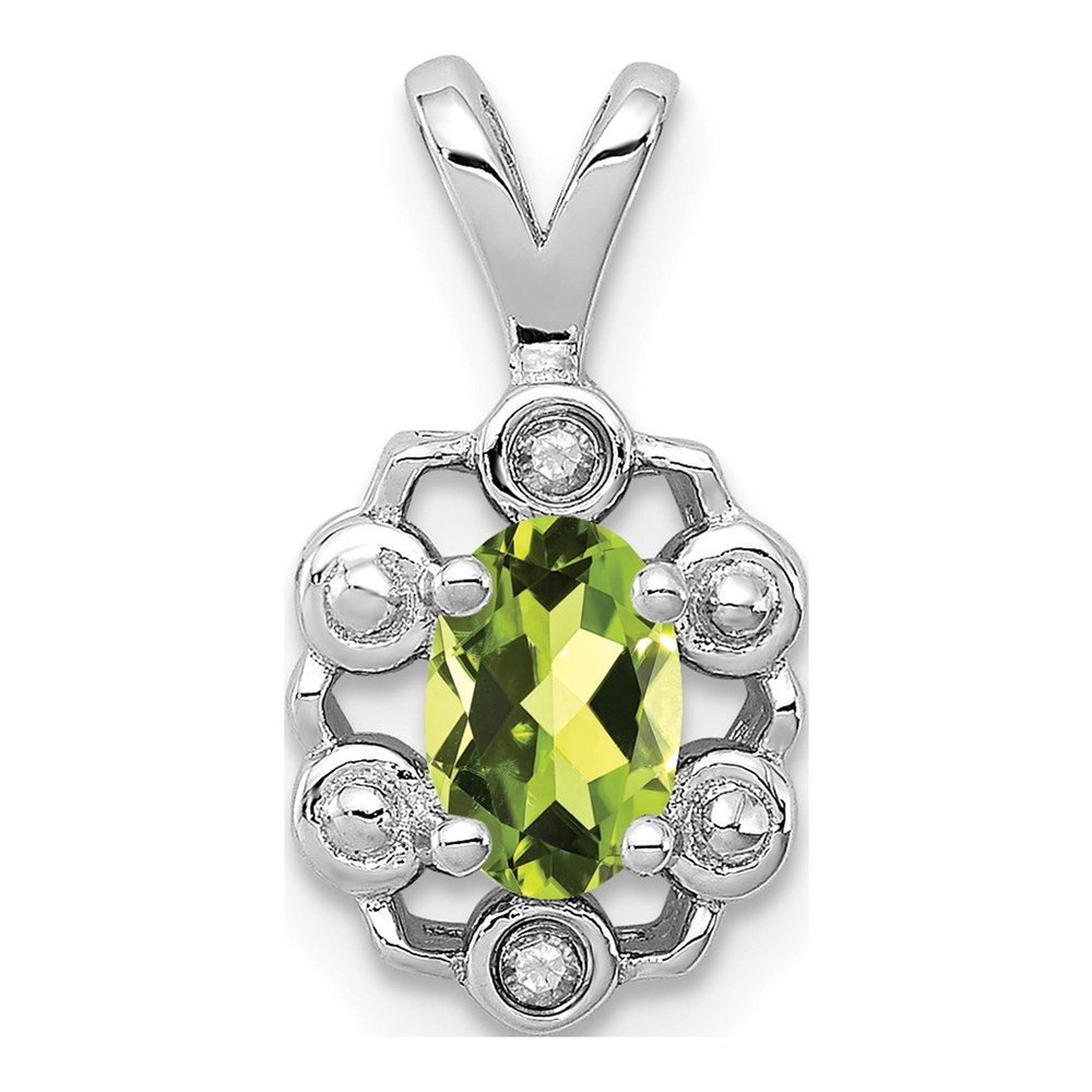 Sterling Silver Peridot & Diamond August Birthstone Pendant