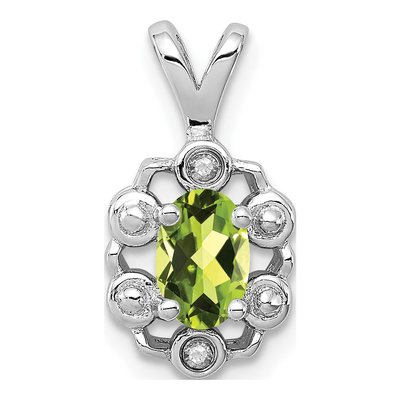 Sterling Silver Peridot & Diamond August Birthstone Pendant