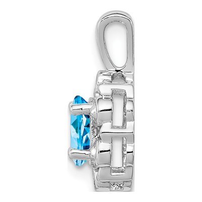 Sterling Silver Swiss Blue Topaz & Diamond Pendant – view 3