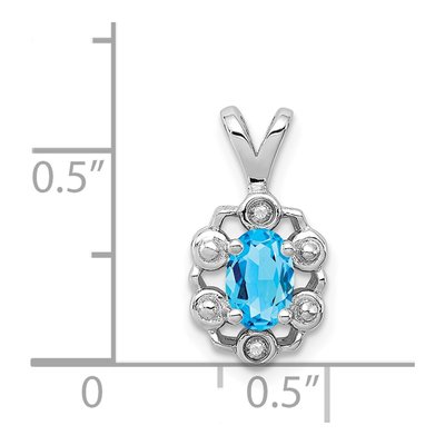 Sterling Silver Swiss Blue Topaz & Diamond Pendant – view 4