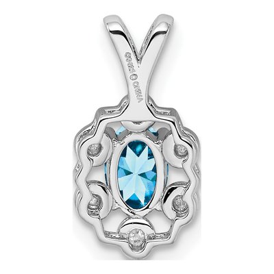 Sterling Silver Swiss Blue Topaz & Diamond Pendant – view 5