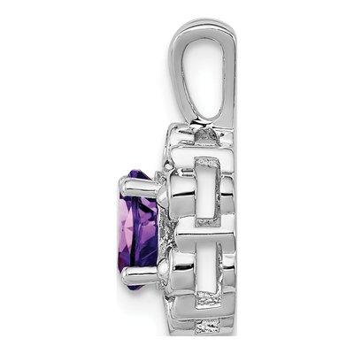 Sterling Silver Amethyst & Diamond Pendant – view 3