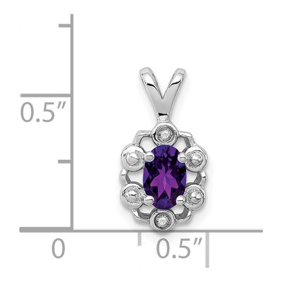 Sterling Silver Amethyst & Diamond Pendant – view 4