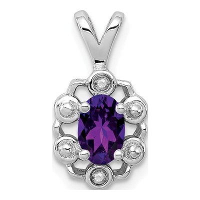 Sterling Silver Amethyst & Diamond Pendant