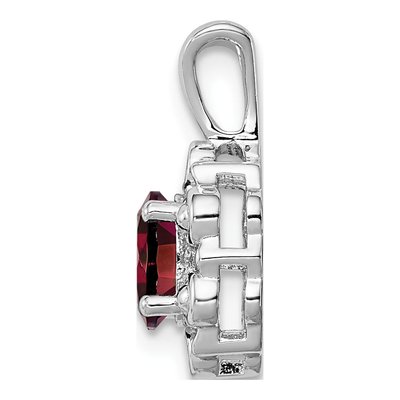 Sterling Silver Garnet & Diamond Birthstone Pendant – view 3