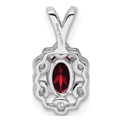 Sterling Silver Garnet & Diamond Birthstone Pendant – view 4