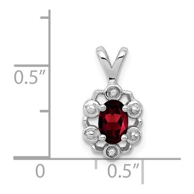 Sterling Silver Garnet & Diamond Birthstone Pendant – view 5