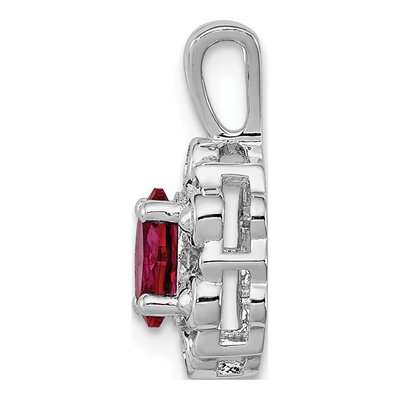 Sterling Silver Lab-Created Ruby & Diamond Pendant – view 3