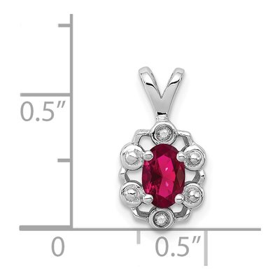 Sterling Silver Lab-Created Ruby & Diamond Pendant – view 4