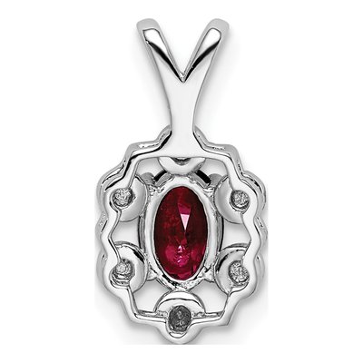 Sterling Silver Lab-Created Ruby & Diamond Pendant – view 5