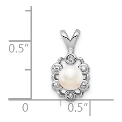 Sterling Silver Freshwater Cultured Pearl & Diamond Pendant – view 3