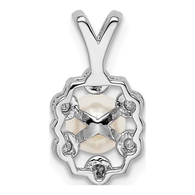 Sterling Silver Freshwater Cultured Pearl & Diamond Pendant – view 4
