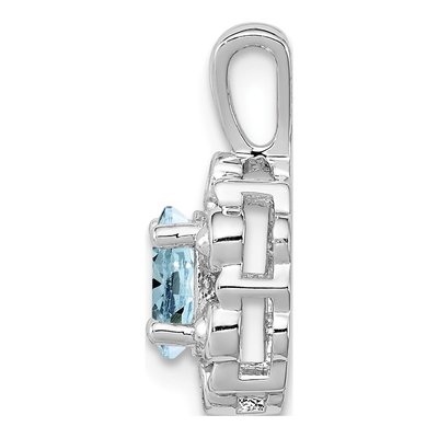Sterling Silver Aquamarine & Diamond Birthstone Pendant – view 3