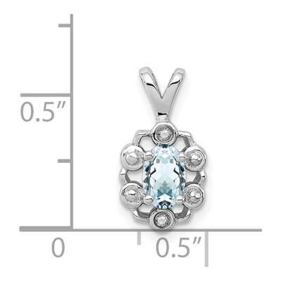 Sterling Silver Aquamarine & Diamond Birthstone Pendant – view 4