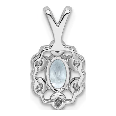 Sterling Silver Aquamarine & Diamond Birthstone Pendant – view 5
