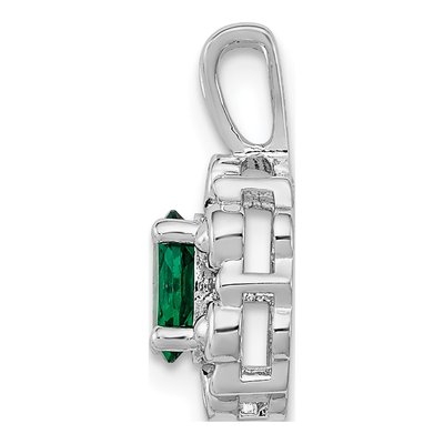 Sterling Silver Lab-Created Emerald & Diamond May Birthstone Pendant – view 3