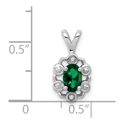 Sterling Silver Lab-Created Emerald & Diamond May Birthstone Pendant – view 4