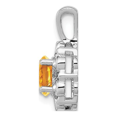 Sterling Silver Citrine & Diamond Birthstone Pendant – view 2