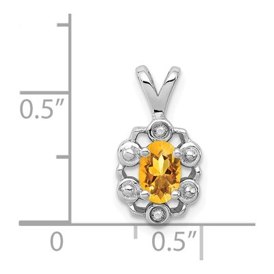Sterling Silver Citrine & Diamond Birthstone Pendant – view 3