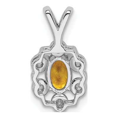 Sterling Silver Citrine & Diamond Birthstone Pendant – view 4