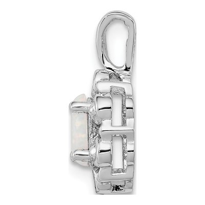 Sterling Silver Lab-Created Opal & Diamond Pendant – view 3