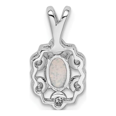 Sterling Silver Lab-Created Opal & Diamond Pendant – view 5