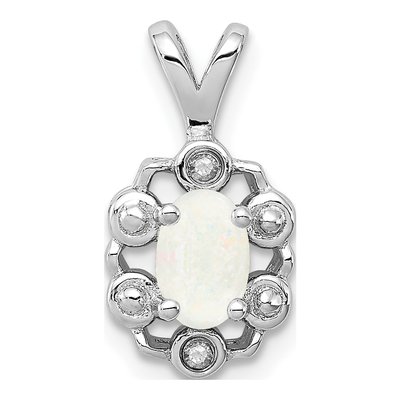 Sterling Silver Lab-Created Opal & Diamond Pendant