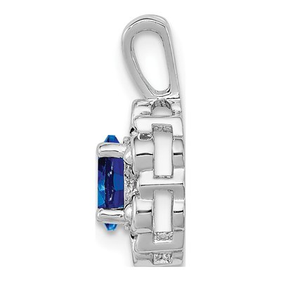 Sterling Silver Lab-Created Sapphire & Diamond Birthstone Pendant – view 3