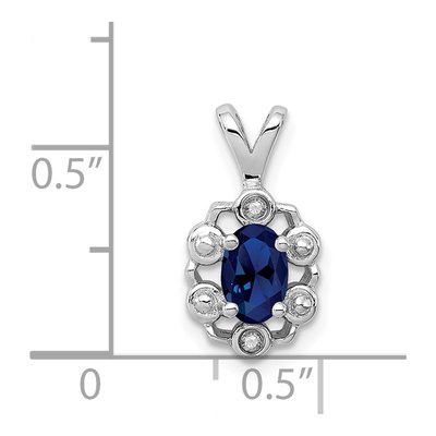 Sterling Silver Lab-Created Sapphire & Diamond Birthstone Pendant – view 4