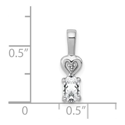 Sterling Silver White Topaz & Diamond Heart Pendant – view 4