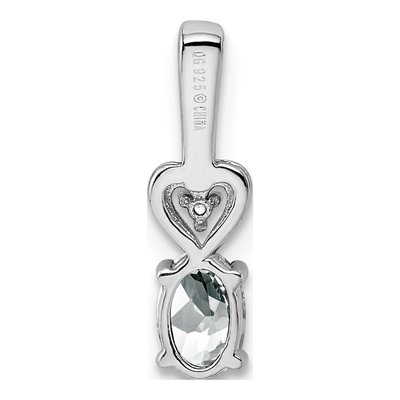 Sterling Silver White Topaz & Diamond Heart Pendant – view 5