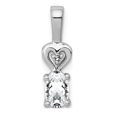 Sterling Silver White Topaz & Diamond Heart Pendant