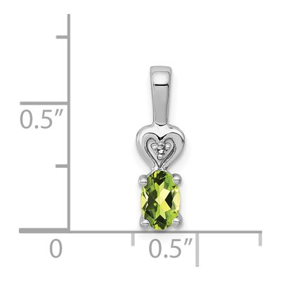 Sterling Silver Peridot & Diamond Girls' Heart Pendant – view 4