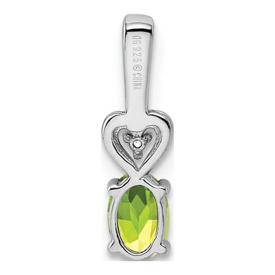 Sterling Silver Peridot & Diamond Girls' Heart Pendant – view 5