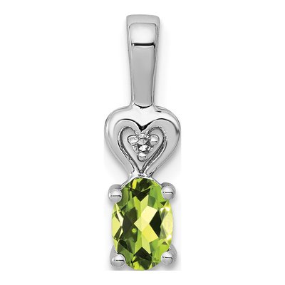 Sterling Silver Peridot & Diamond Girls' Heart Pendant