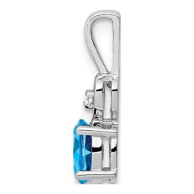 Sterling Silver Swiss Blue Topaz & Diamond Heart Pendant – view 3