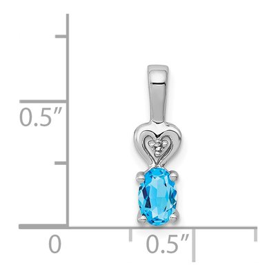 Sterling Silver Swiss Blue Topaz & Diamond Heart Pendant – view 4