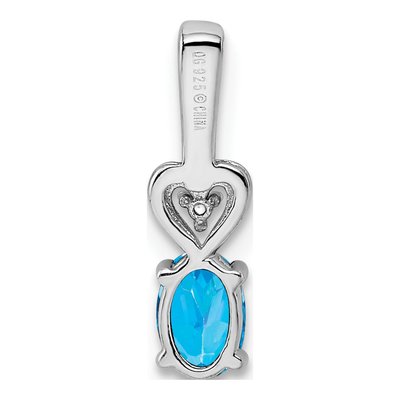 Sterling Silver Swiss Blue Topaz & Diamond Heart Pendant – view 5
