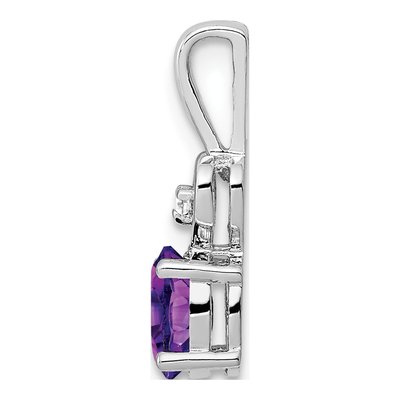 Sterling Silver Amethyst & Diamond Girls' Heart Pendant – view 3