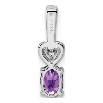 Sterling Silver Amethyst & Diamond Girls' Heart Pendant – view 4