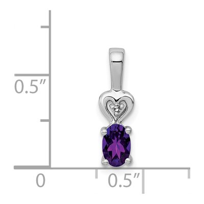 Sterling Silver Amethyst & Diamond Girls' Heart Pendant – view 5
