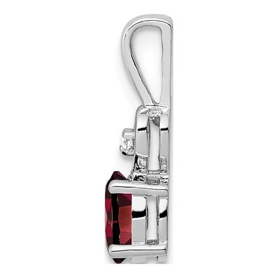 Sterling Silver Garnet & Diamond Girls' Heart Pendant – view 3
