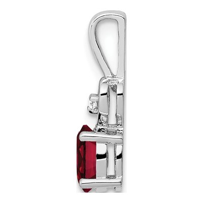 Sterling Silver Lab-Created Ruby & Diamond Heart Pendant – view 3
